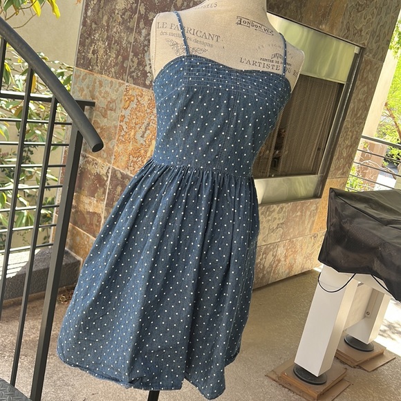 Gorgeous STRETCHY DENIM POLK A DOT DRESS! - Picture 6 of 16